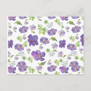 Carte Postale arrière - plan botanique d'été fleuri d'eau lilas