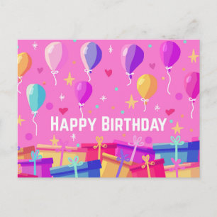 Carte Postale Arrière - plan D'Anniversaire Et Ballons