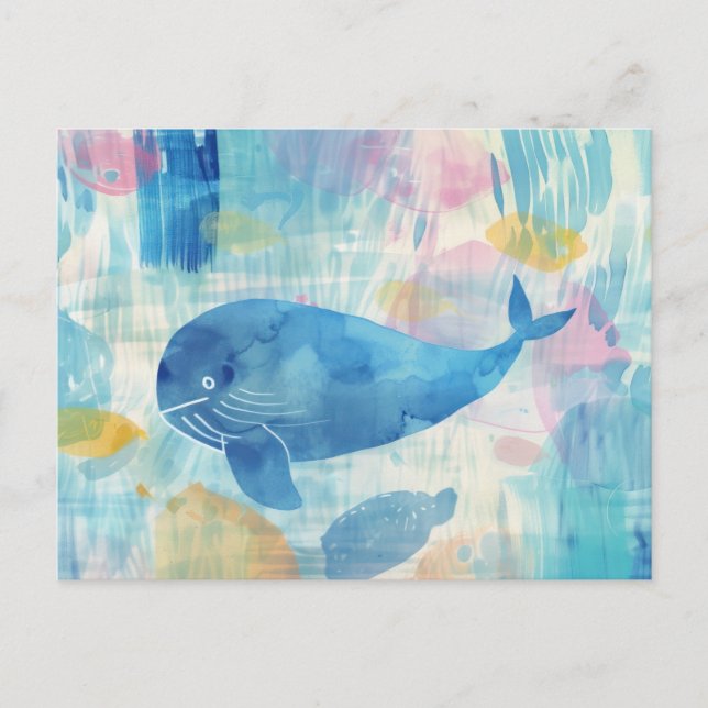Carte Postale Arrière - plan de baleine bleue (Devant)