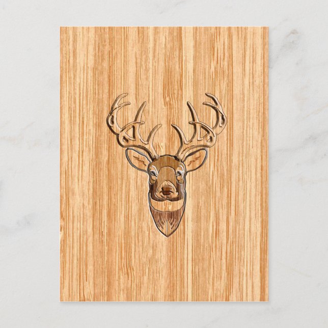 Carte Postale Arrière - plan de bois de cerf de queue blanche (Devant)