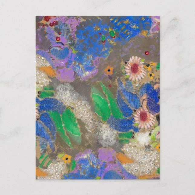 Carte Postale Arrière - plan de fleurs abstrait d'Odilon Redon. (Devant)