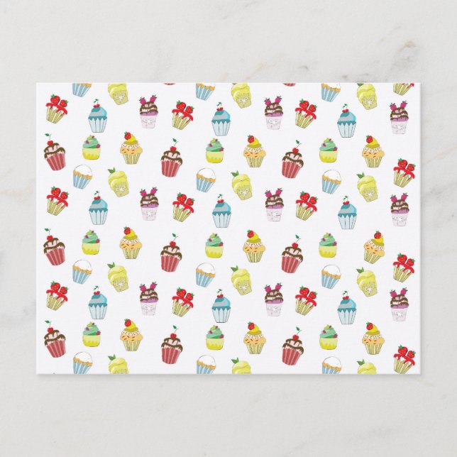 Carte Postale arrière - plan de muffins colorés (Devant)