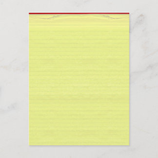 Carte Postale Arrière - plan de papier d'école jaune