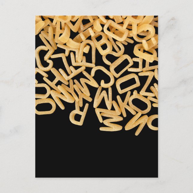 Carte Postale arrière - plan de pâtes alphabet (Devant)