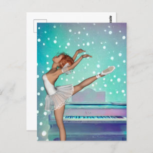 Carte Postale Arrière - plan de piano Ballerina et Turquoise