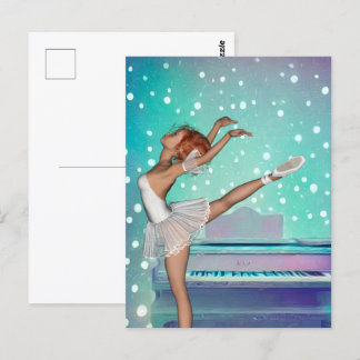 Carte Postale Arrière - plan de piano Ballerina et Turquoise