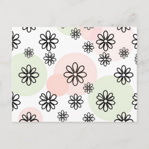 Carte Postale Arrière - plan floral minimaliste avec fleurs géom