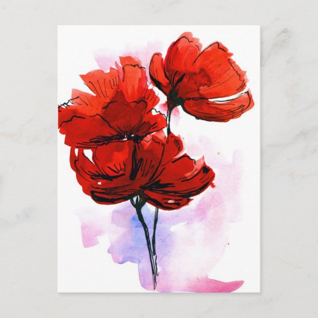 Carte Postale arrière - plan floral peint Abstrait 2 (Devant)