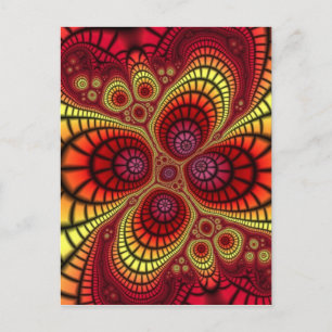 Carte Postale Arrière - plan Fractal rouge