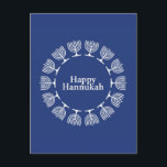 Carte Postale Arrière - plan Menorah<br><div class="desc">Vector Happy Hannukah avec menorah's sur arrière - plan bleu © et ® Bigstock® - Tous droits réservés.</div>