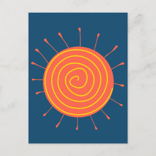 Carte Postale Arrière - plan Naïf Sun Dark Blue