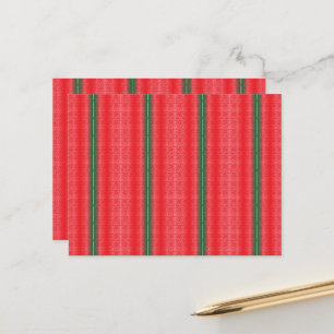 Carte Postale arrière - plan rayé rouge et vert