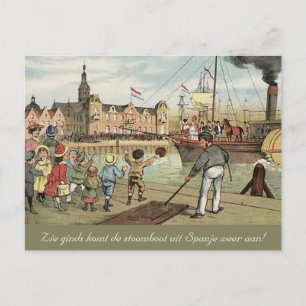 Carte Postale Arrivée de Sinterklaas Dutch St. Nick Vintage