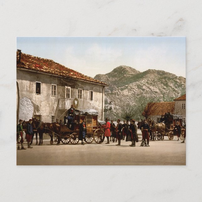 Carte Postale Arrivée du poste Cetinje Monténégro (Devant)