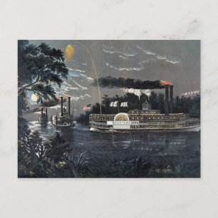 Carte Postale Arrondir un virage sur le bateau à vapeur du Missi