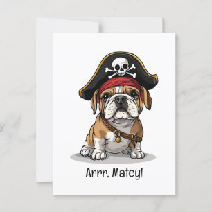 Carte Postale Arrr Matelot Pirate Bouledogue Anglais Crâne Os