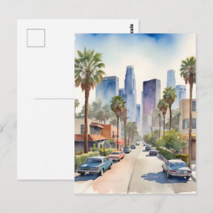 Carte Postale art à l'aquarelle de Los Angeles