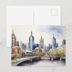 Carte Postale art à l'aquarelle de Melbourne