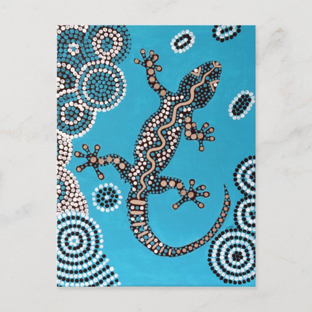 Carte Postale Art aborigène, Gecko, Punktmalerei, Peinture Dot (Devant)