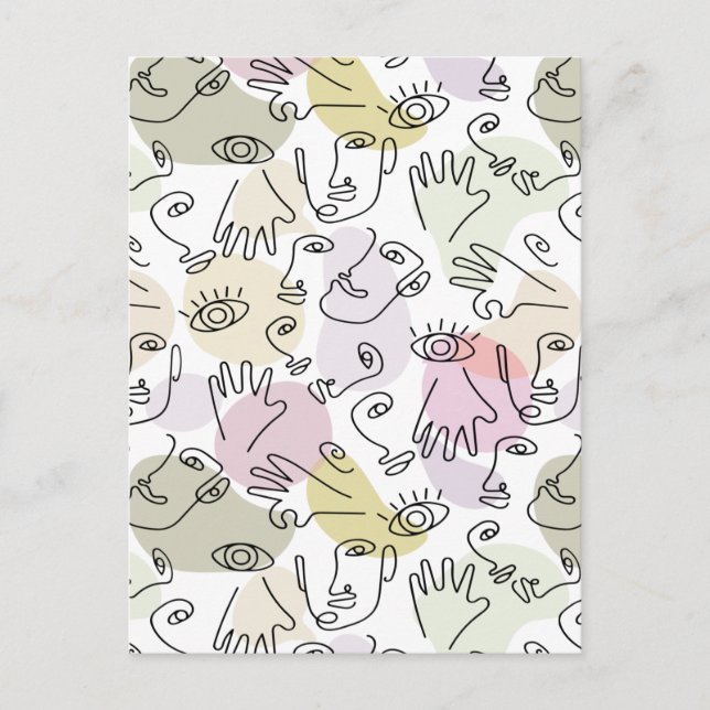 Carte Postale Art Abstrait de ligne Doodle Doodle Doodle (Devant)