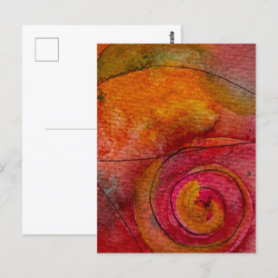 Carte Postale Art abstrait de motif joli à l'aquarelle et à l'en