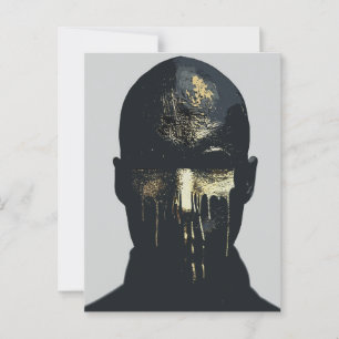 Carte Postale Art abstrait de portrait minimaliste noir et or