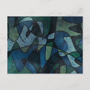 Carte Postale Art abstrait de verre teinté numérique sarcelle bl