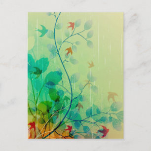 Carte Postale Art Abstrait Floral du printemps moderne