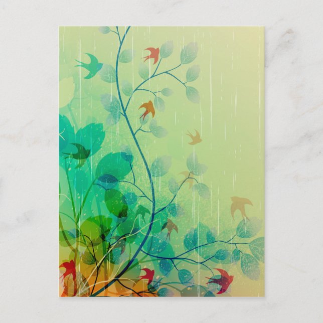 Carte Postale Art Abstrait Floral du printemps moderne (Devant)