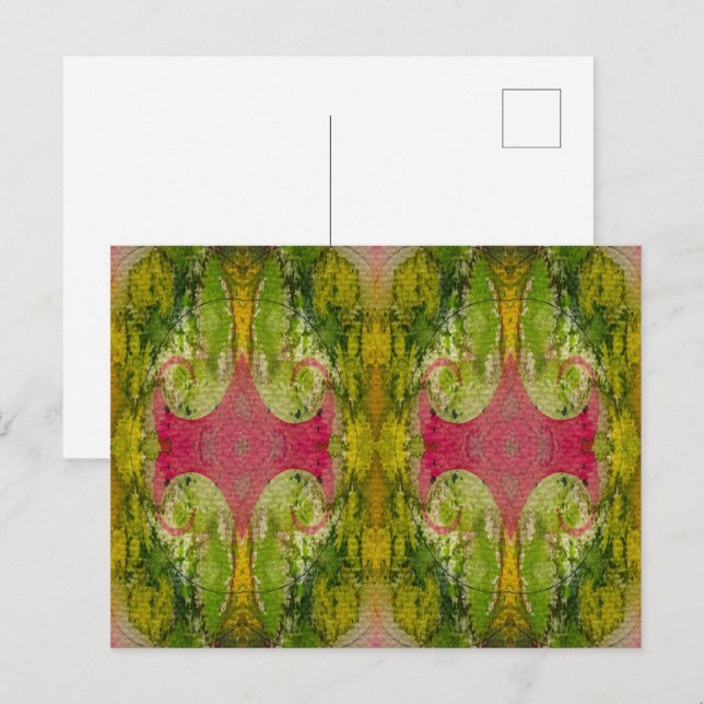 Carte Postale Art Abstrait Impressionniste à l'Aquarelle et à l' (Devant / Derrière)