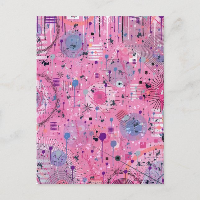 Carte Postale Art abstrait maximaliste rose  (Devant)