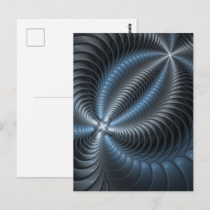 Carte Postale Art abstrait moderne 3D fractal bleu gris plastiqu