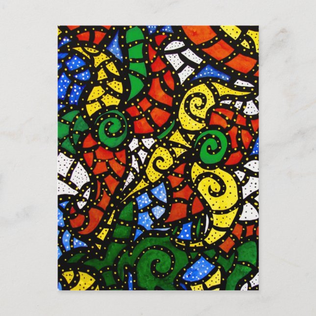 Carte Postale Art Abstrait moderne coloré (Devant)