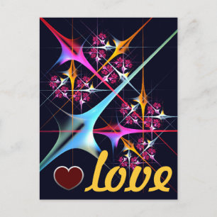 Carte Postale Art abstrait moderne floral rose motif #01