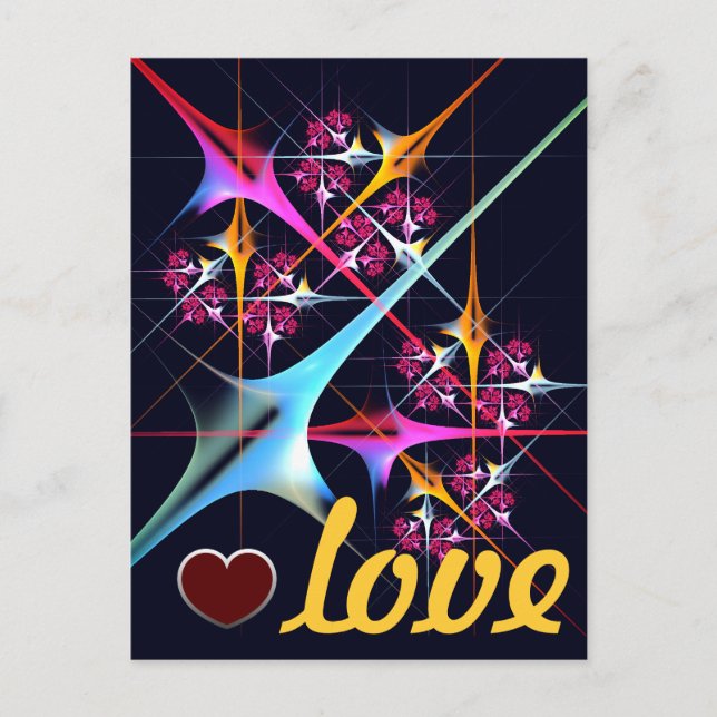 Carte Postale Art abstrait moderne floral rose motif #01 (Devant)