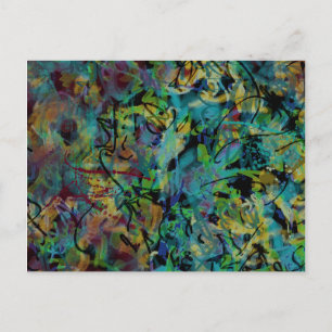Carte Postale Art abstrait multicolore griffonné
