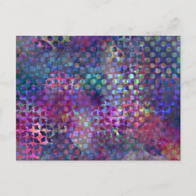 Carte Postale Art abstrait numérique multicolore (Devant)