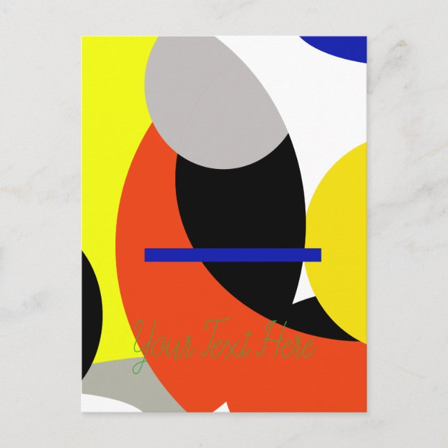 Carte Postale Art Abstrait Rouge Jaune Bleu (Devant)