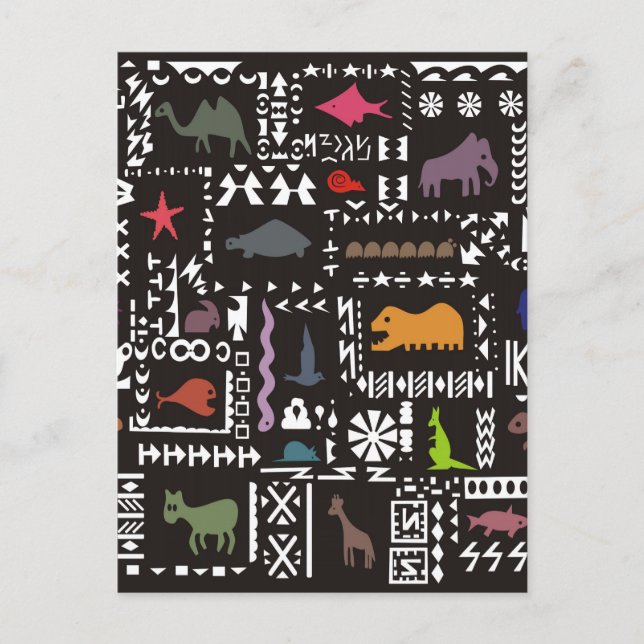 Carte Postale Art africain abstrait coloré (Devant)