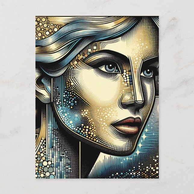 Carte Postale Art Ai Abstrait | Visage de Femme (Devant)
