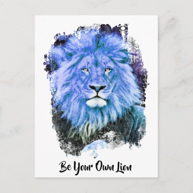 Carte Postale *~* Art AP23 Peinture Artistique LION BLEU (Devant)