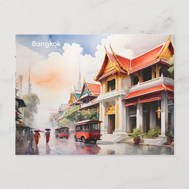 Carte Postale art aquarelle Bangkok (Devant)