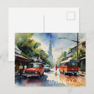 Carte Postale art aquarelle Bangkok