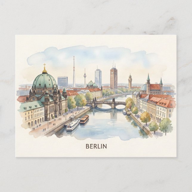 Carte Postale art aquarelle de Berlin (Devant)