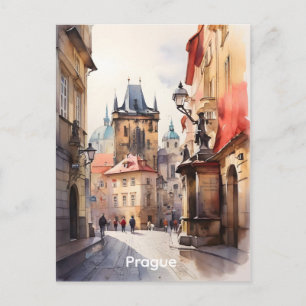 Carte Postale art aquarelle de Prague