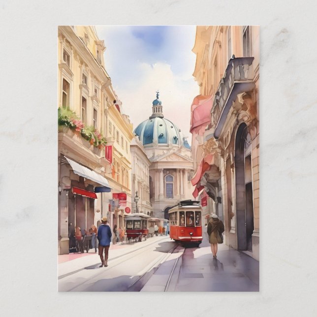 Carte Postale art aquarelle de Vienne (Devant)