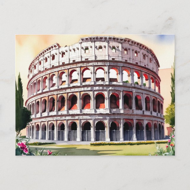 Carte Postale Art aquarelle du Colisée de Rome (Devant)