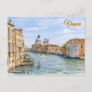 Carte Postale Art aquarelle du Grand Canal de Venise