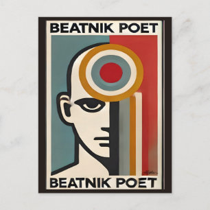 Carte Postale Art Beatnik Poète Moderne du Milieu du Siècle