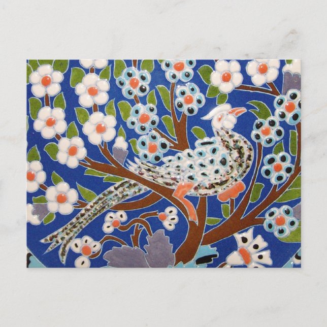 Carte Postale Art Carrelage Peacock Floral (Devant)
